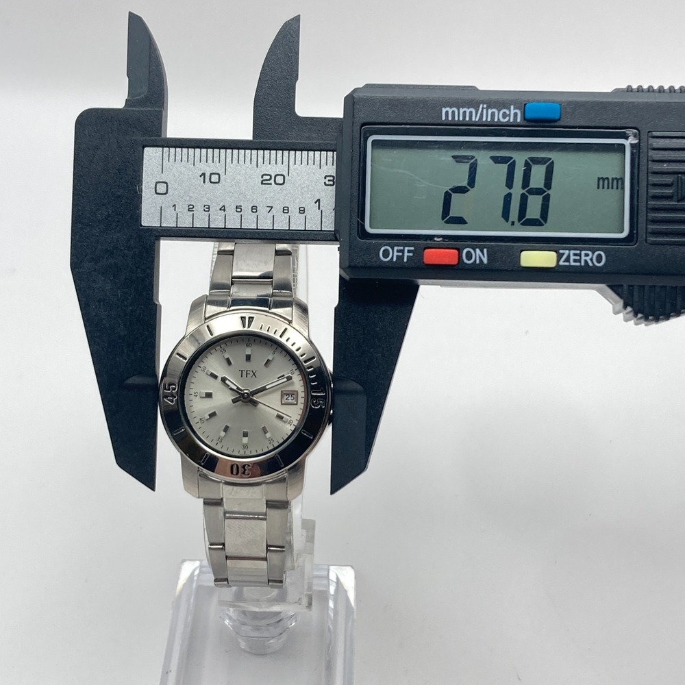 TFX Bulova Women's Watch 28mm Silver Tone Date WR Brushed New Battery 7.25" - Picture 8 of 15